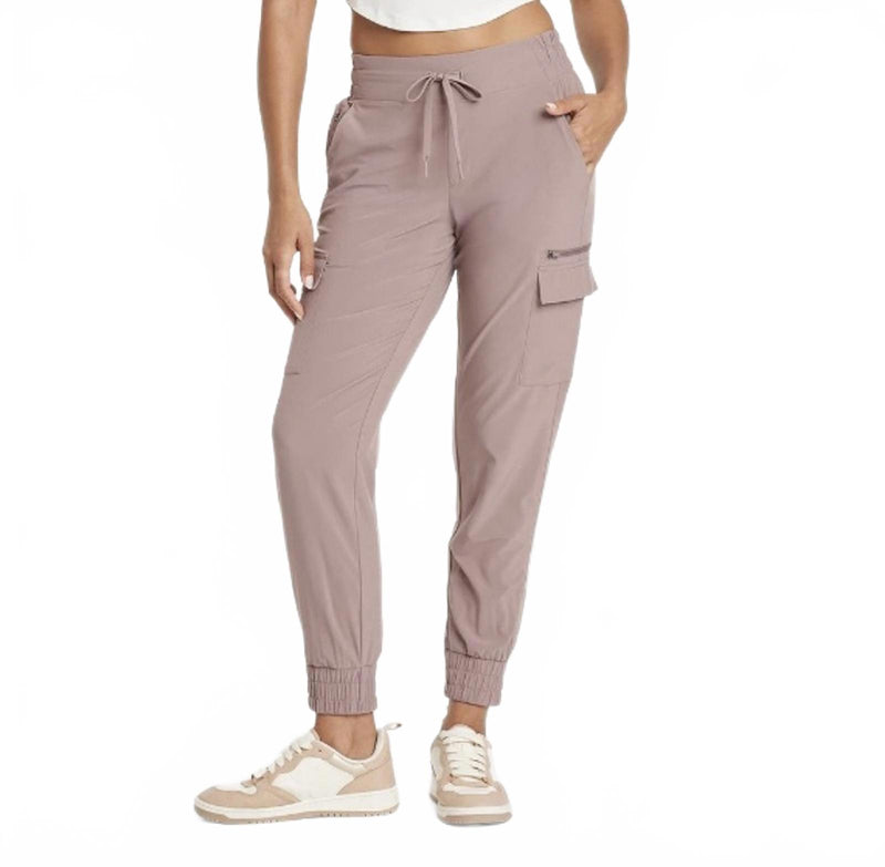 All in Motion Women's Light Mid-Rise Cargo Joggers  Brown L
